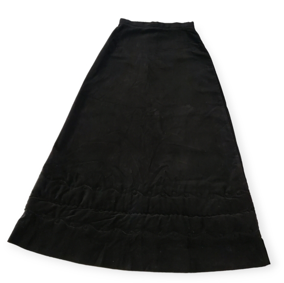 Vintage 70s Chessa Davis Velvet 100% Cotton Dark Brown A-Line Maxi Skirt Size 6 - Picture 2 of 10
